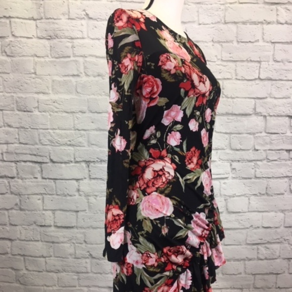 Juniors' Rose-Print Mesh Ruffle Dress - Picture 6 of 8